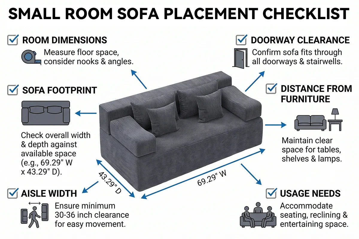 Will a 69.3-inch Corduroy Loveseat Fit a Small Room?