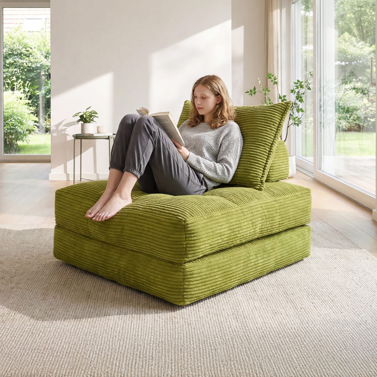 Modular sectional sofa for hosting guests and overnight stays