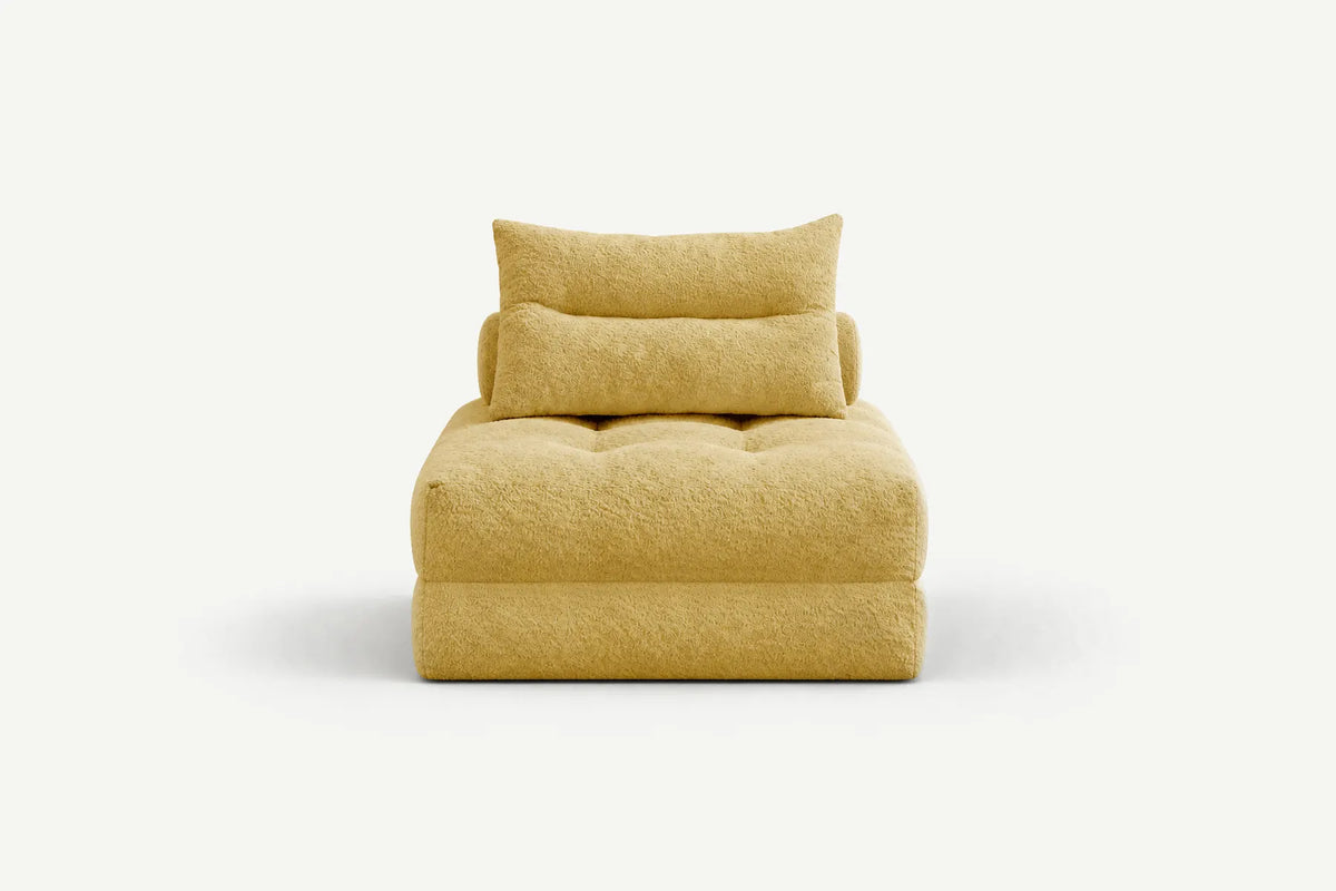 Yellow teddy velvet oversized sofa bed by Monvane
