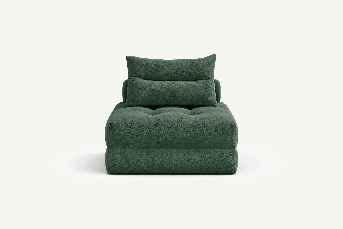 Green teddy velvet oversized sofa bed by Monvane