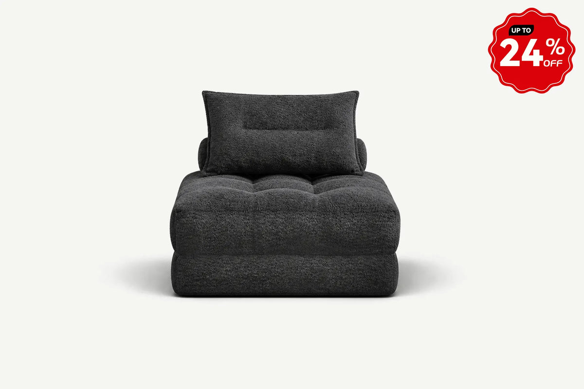 Monvane Oversized 3-in-1 Folding Sofa Bed in Black 400GSM Teddy Velvet - Folded 38x33.86x16.54 Inch Sleeper Chair with 2 Pillows