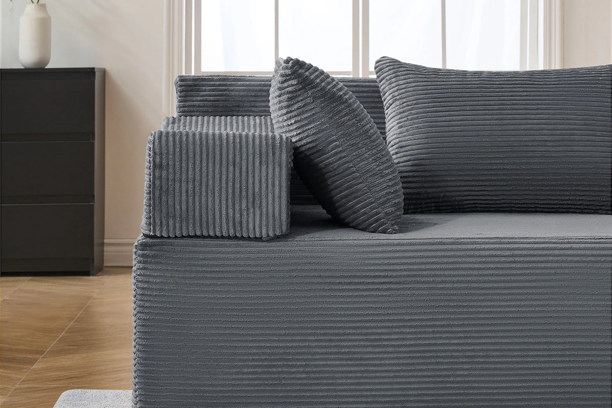 Grey U-shaped sectional couch (corduroy) by Monvane