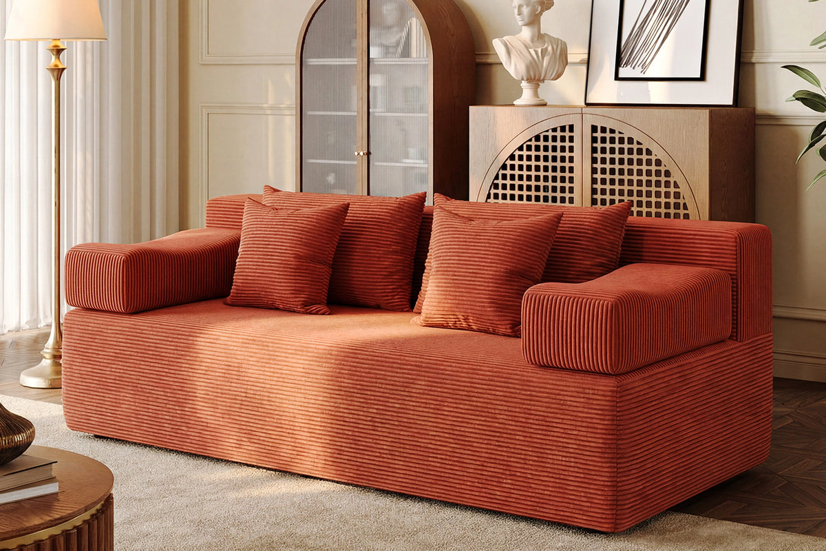 Orange loveseat sofa (corduroy) by Monvane