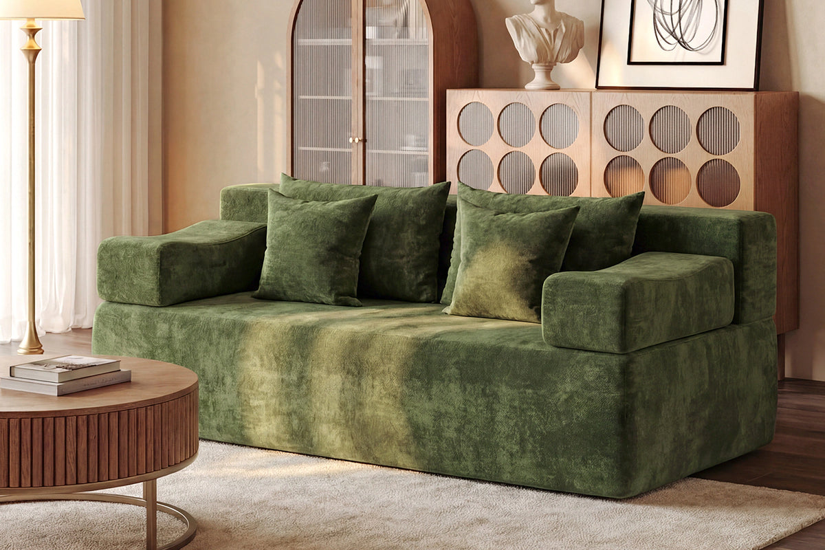 Green loveseat sofa (chenille) by Monvane