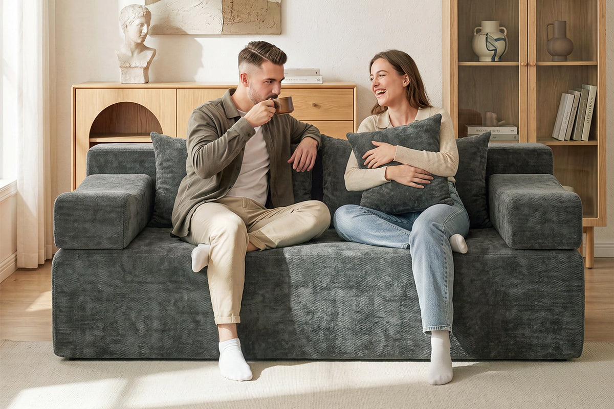 Dark Grey loveseat sofa (chenille) by Monvane