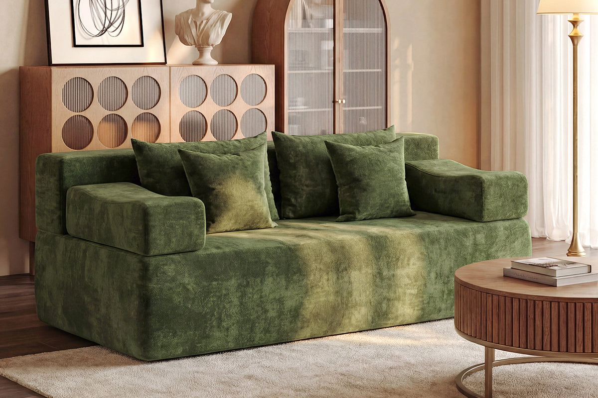 Green loveseat sofa (chenille) by Monvane