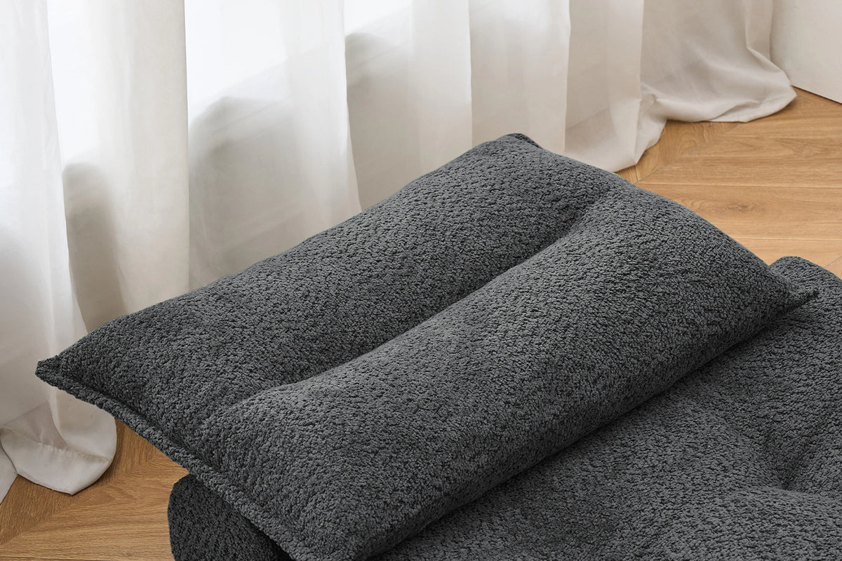 Monvane Oversized 3-in-1 Folding Sofa Bed in Dark Grey 400GSM Teddy Velvet - Folded 38x33.86x16.54 Inch Sleeper Chair with 2 Pillows
