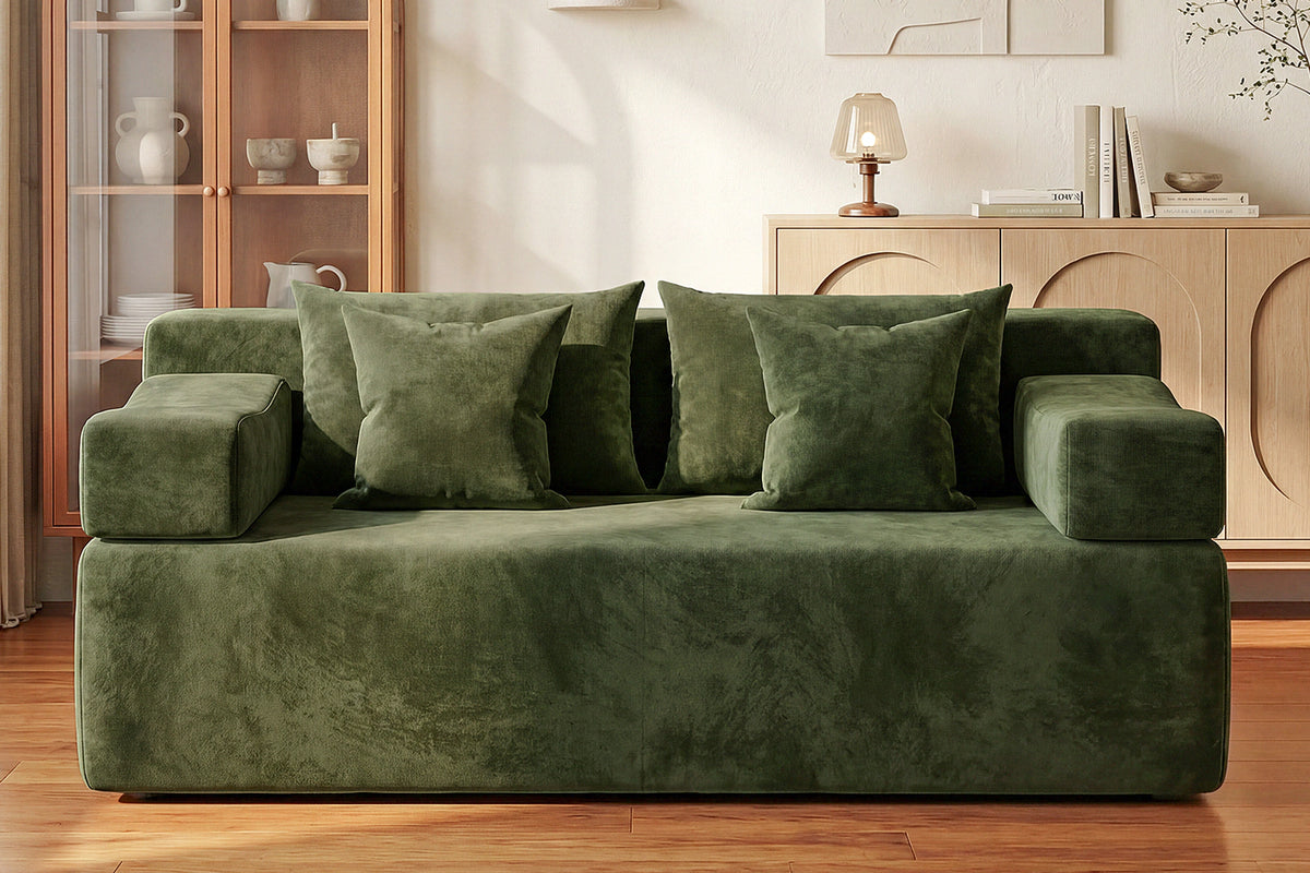 Green loveseat sofa (chenille) by Monvane