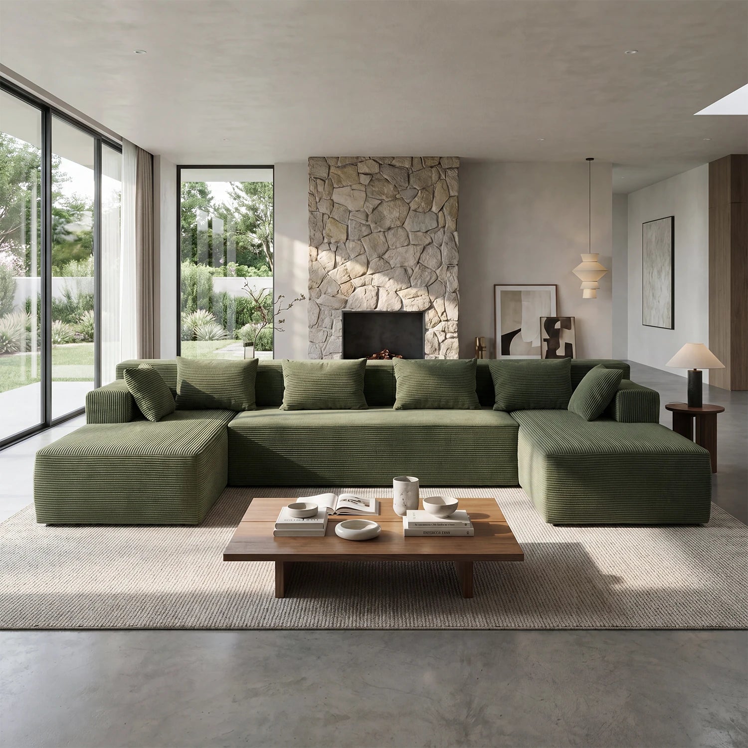 U-Shaped Sectional Couch (Corduroy)