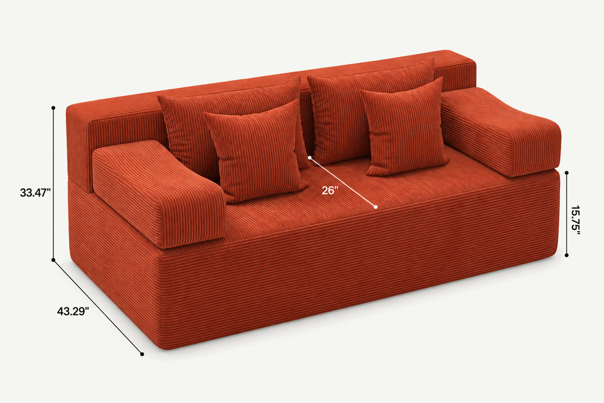 Orange loveseat sofa (corduroy) by Monvane