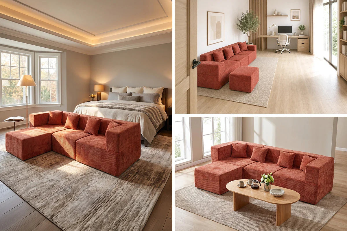 How to Arrange a Four-Piece Couch in Different Rooms