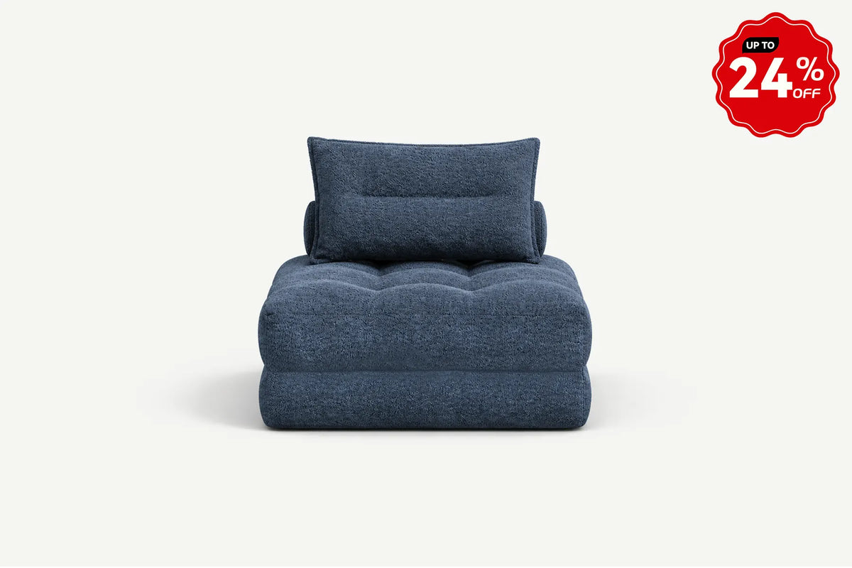 Monvane Oversized 3-in-1 Folding Sofa Bed in Blue 400GSM Teddy Velvet - Folded 38x33.86x16.54 Inch Sleeper Chair with 2 Pillows