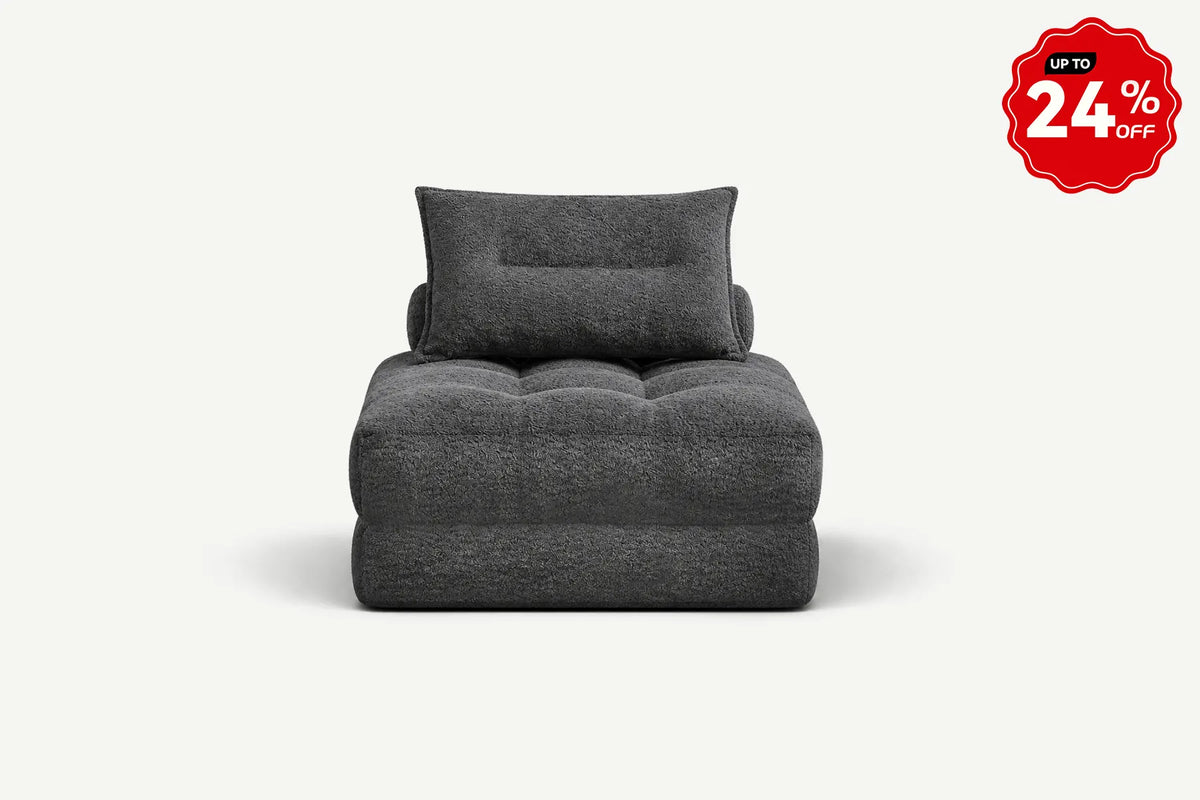 Monvane Oversized 3-in-1 Folding Sofa Bed in Dark Grey 400GSM Teddy Velvet - Folded 38x33.86x16.54 Inch Sleeper Chair with 2 Pillows