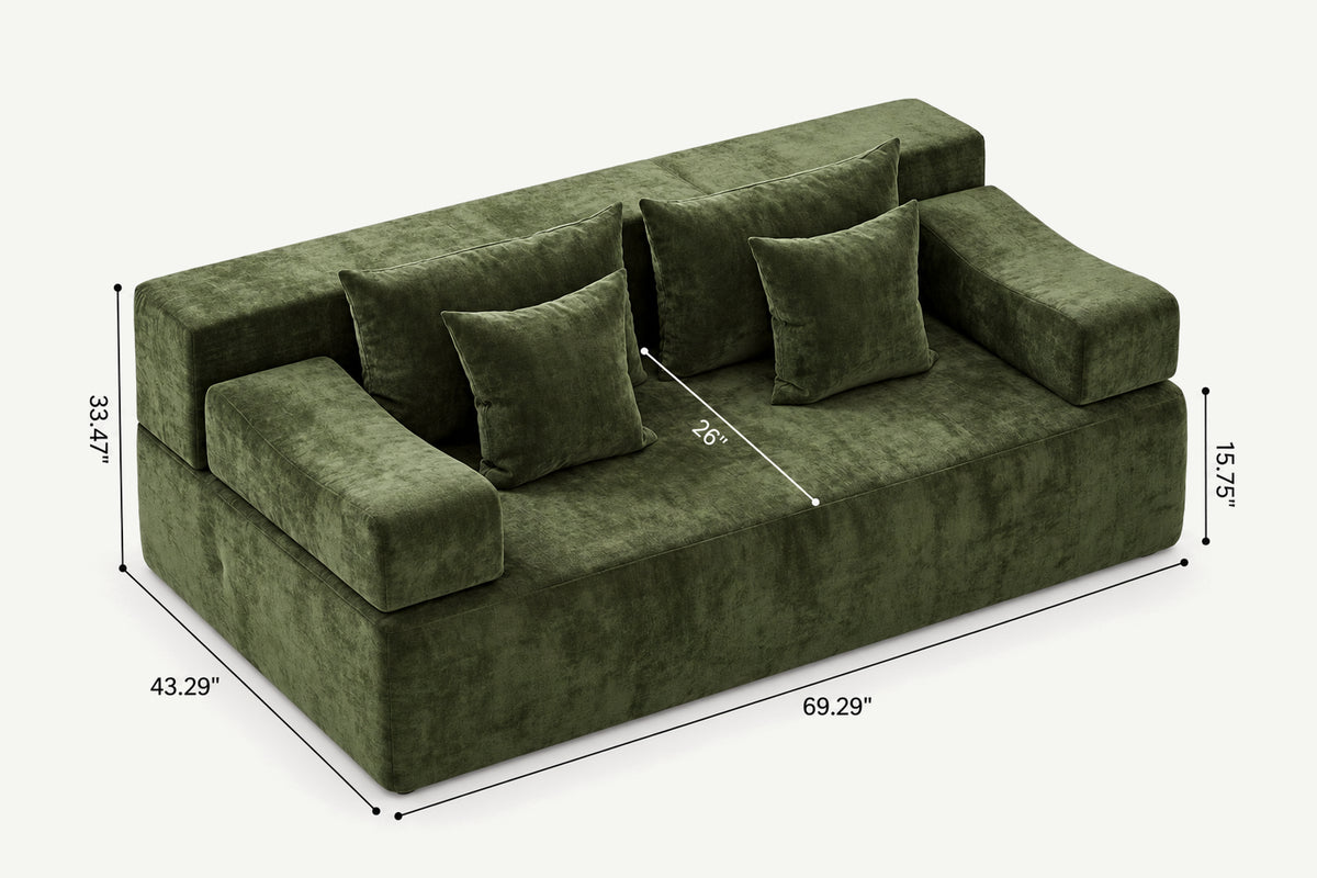 Green loveseat sofa (chenille) by Monvane