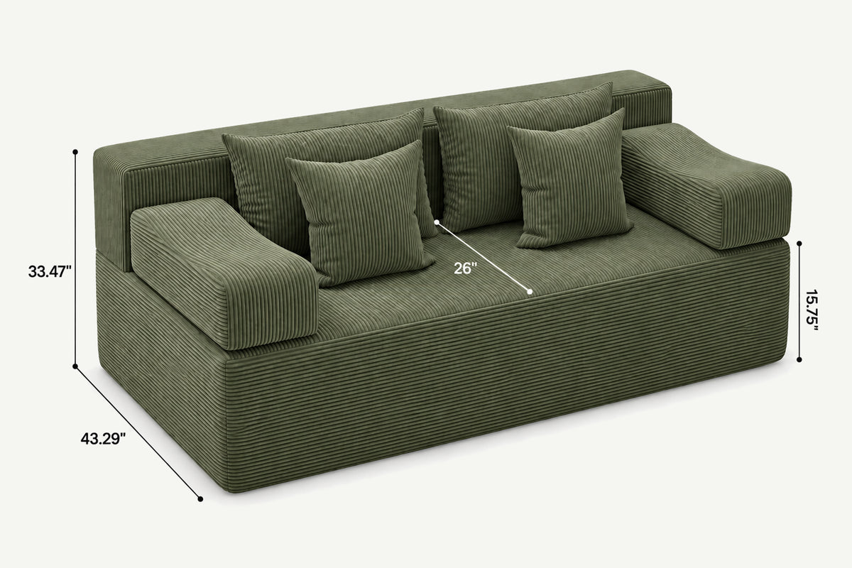 Green loveseat sofa (corduroy) by Monvane
