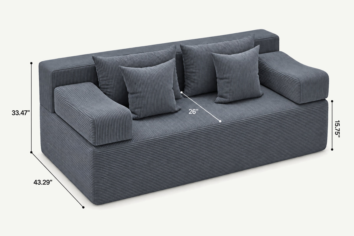 Dark Grey loveseat sofa (corduroy) by Monvane