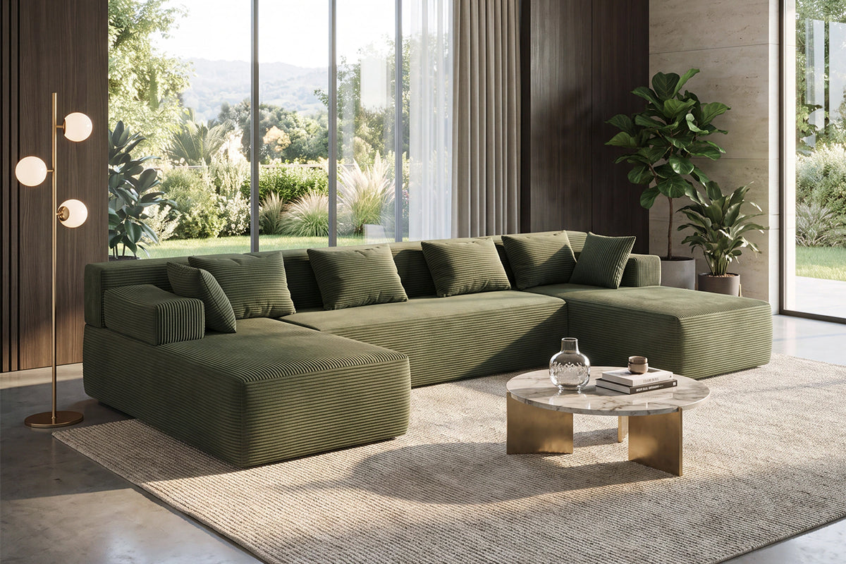 U-shaped sectional couch (corduroy) by Monvane