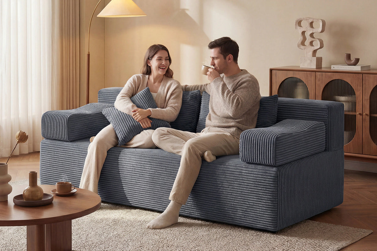 Dark Grey loveseat sofa (corduroy) by Monvane