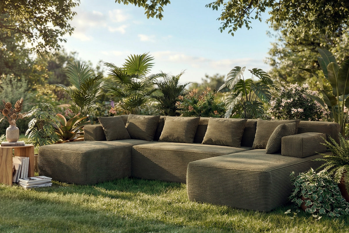 MONVANE sofa material detail in a bright room