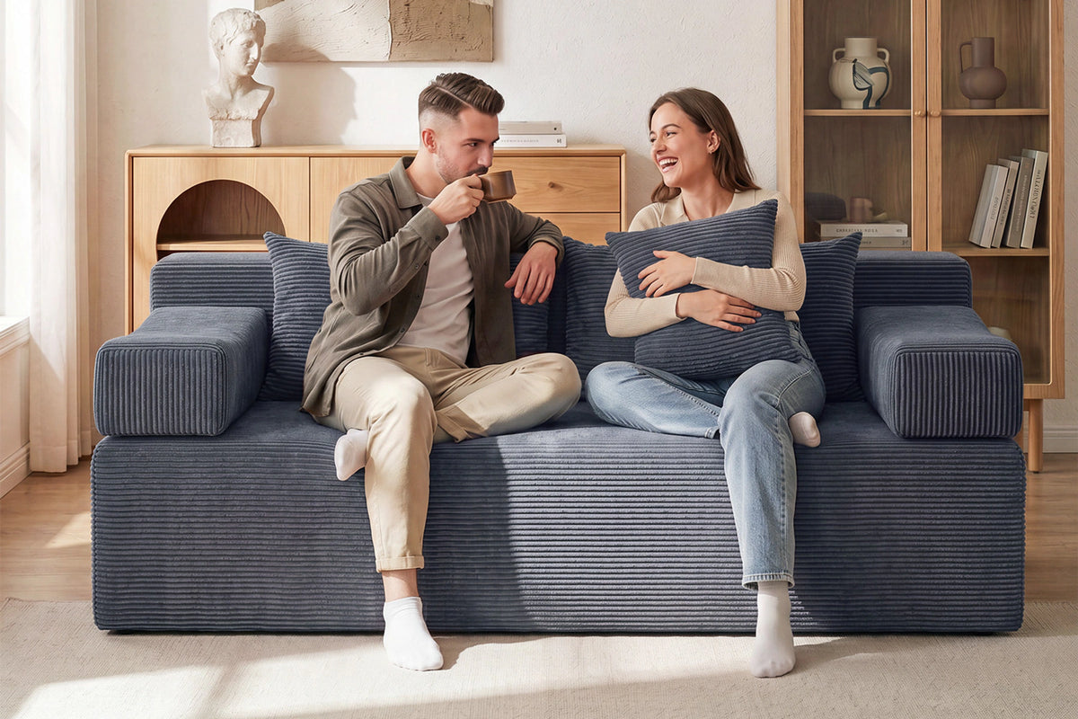 Dark Grey loveseat sofa (corduroy) by Monvane