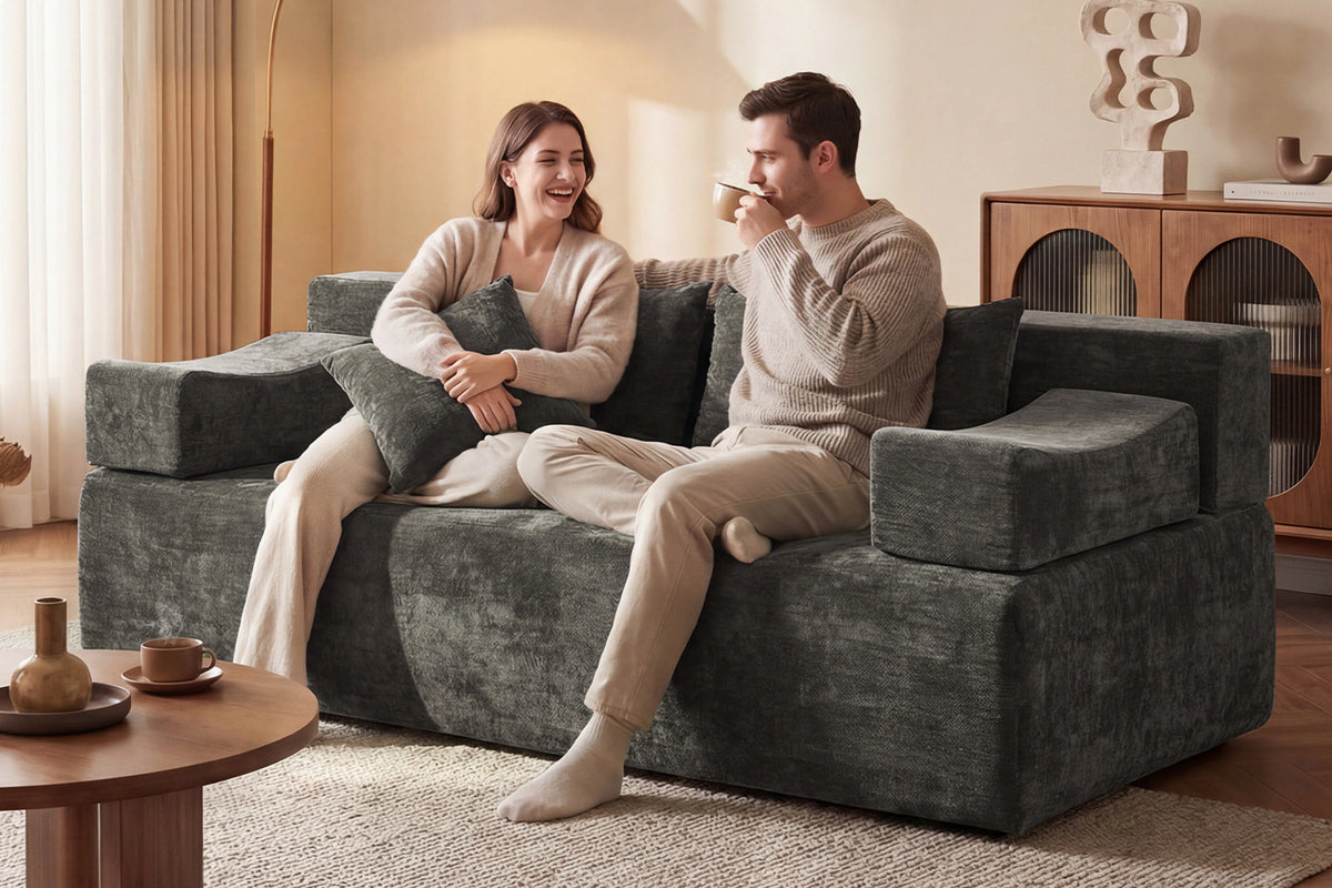 Dark Grey loveseat sofa (chenille) by Monvane