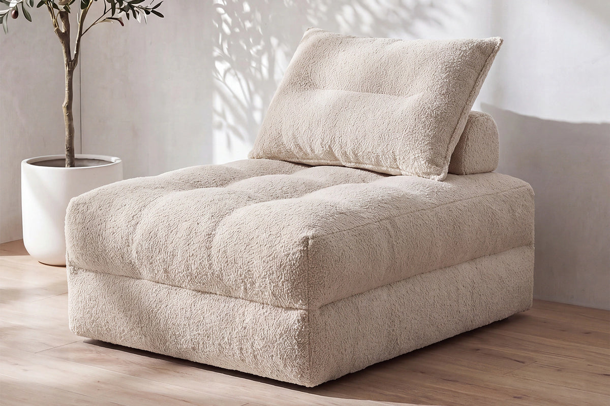 Monvane Oversized 3-in-1 Folding Sofa Bed in Beige 400GSM Teddy Velvet - Folded 38x33.86x16.54 Inch Sleeper Chair with 2 Pillows
