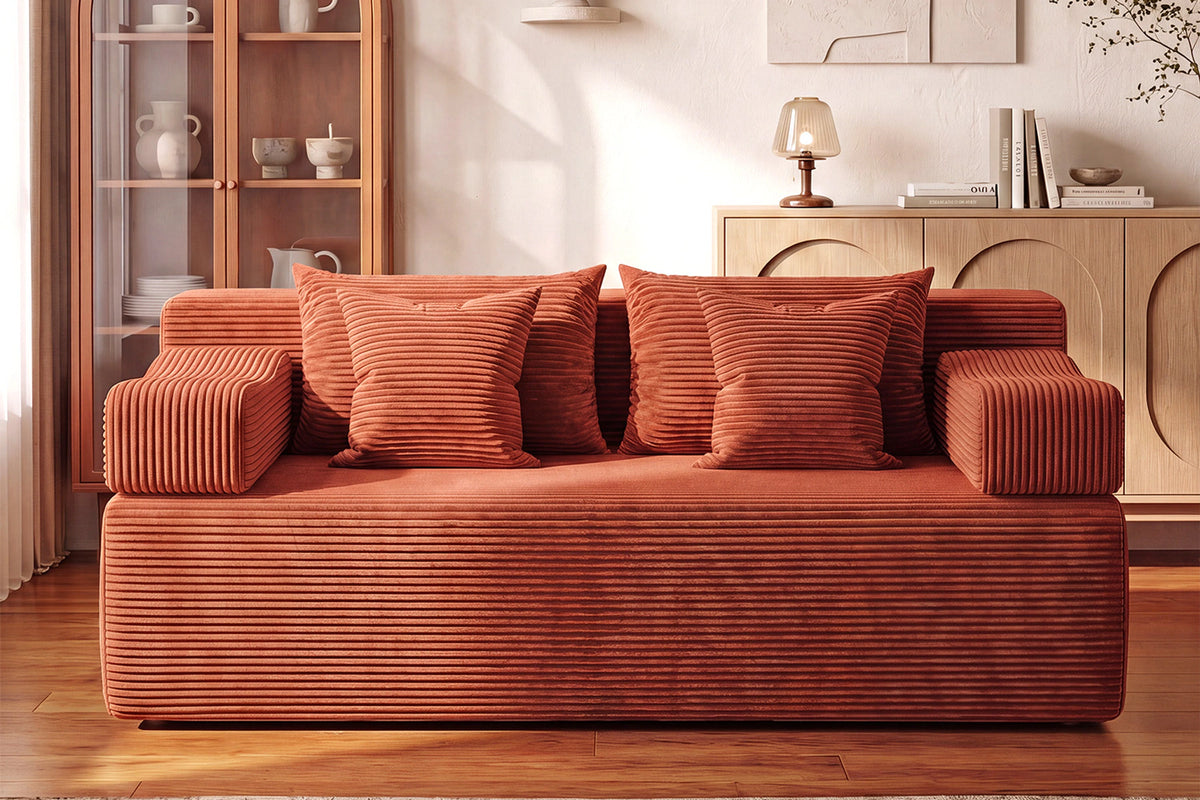 Orange loveseat sofa (corduroy) by Monvane