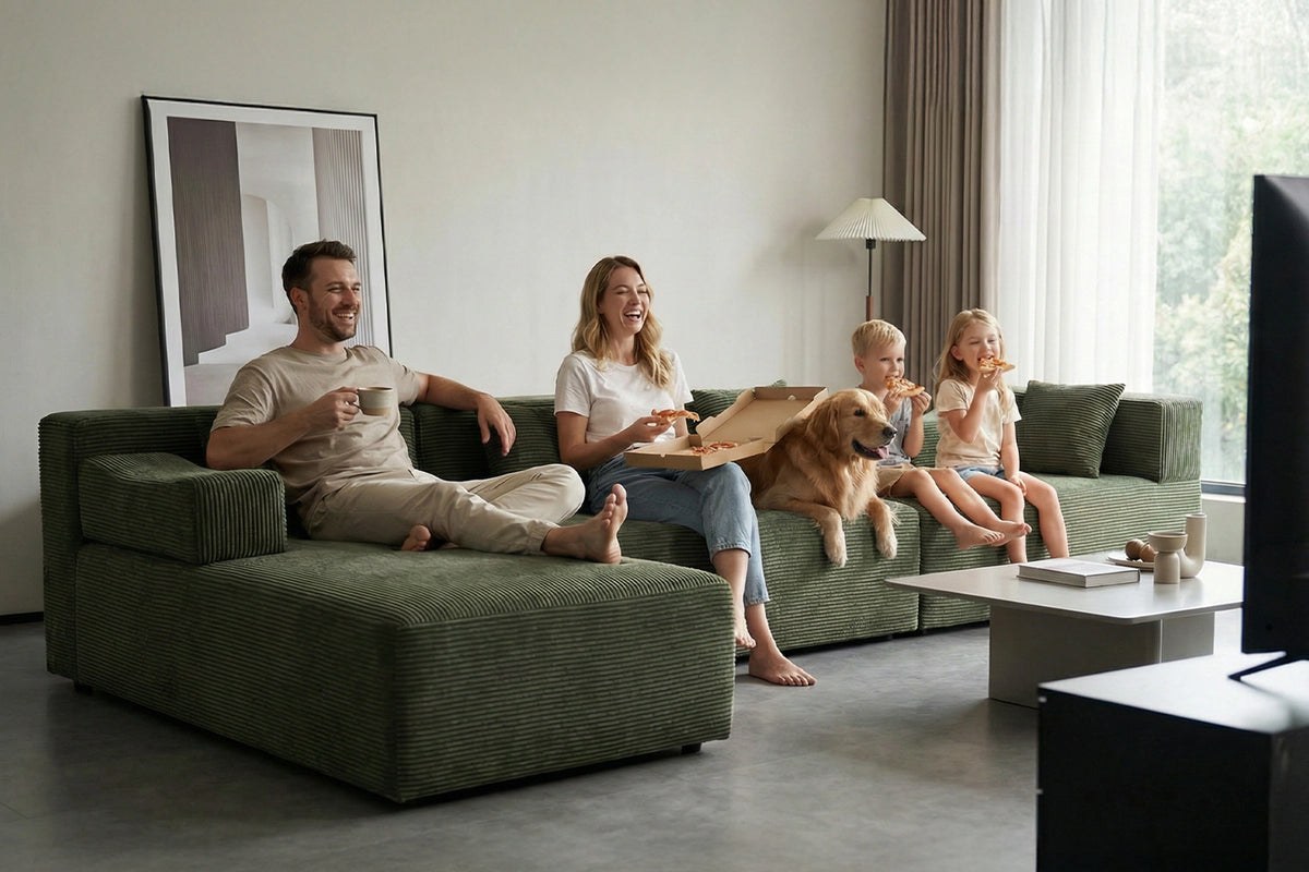 U-shaped sectional couch (corduroy) by Monvane
