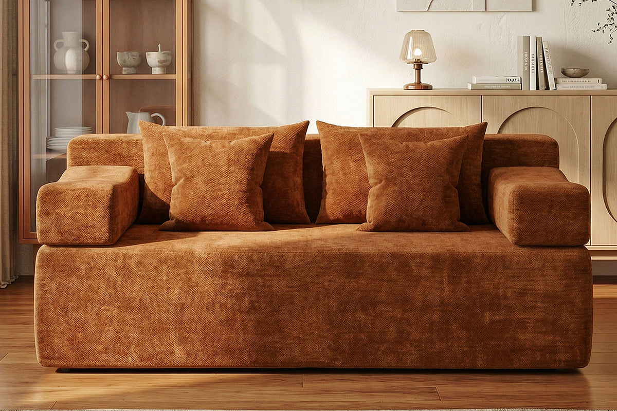 Orange loveseat sofa (chenille) by Monvane