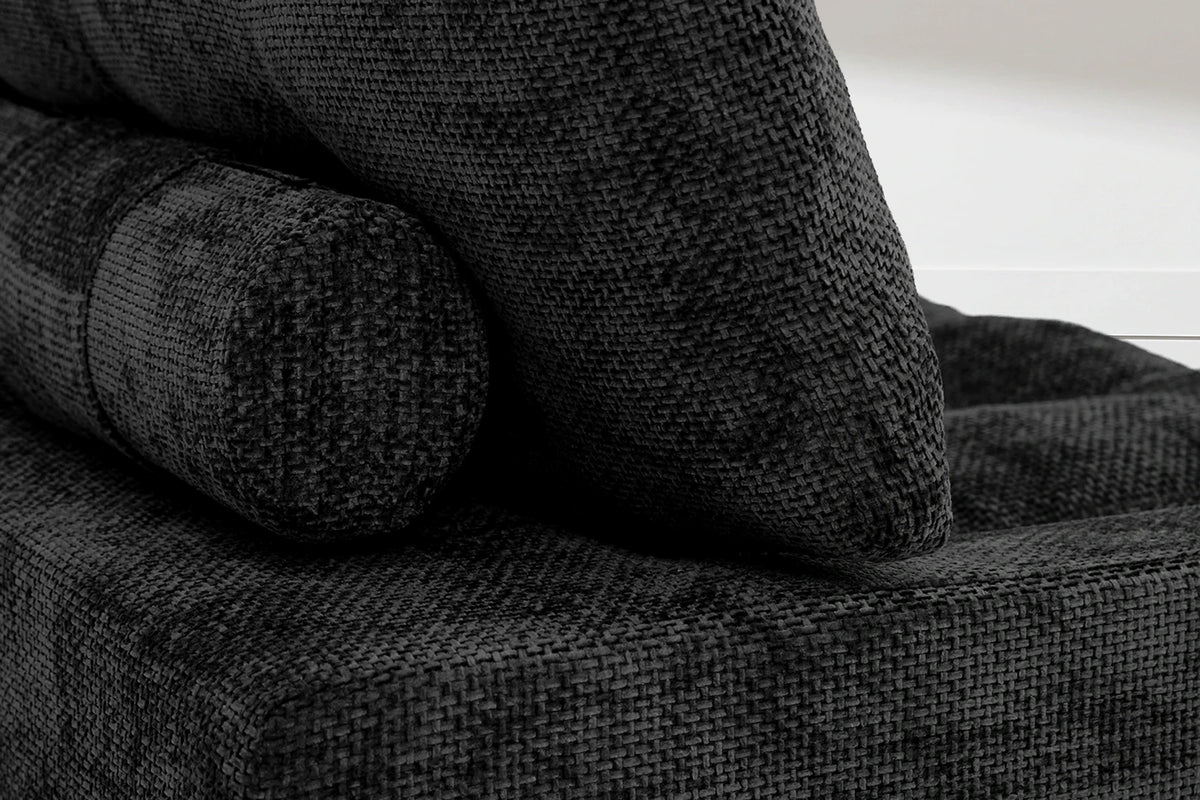 Monvane Black Chenille 2-Seater Convertible Loveseat in Living Room