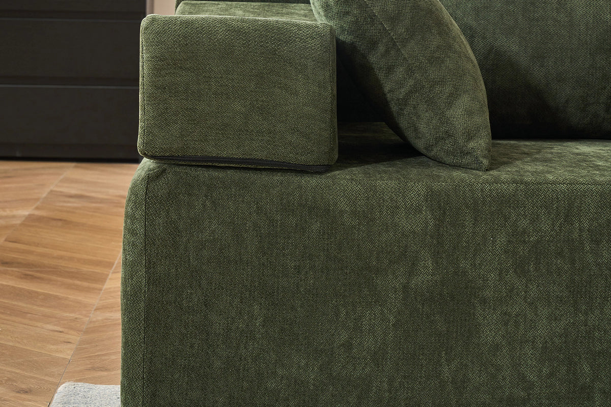 Green U-shaped sectional couch (chenille) by Monvane