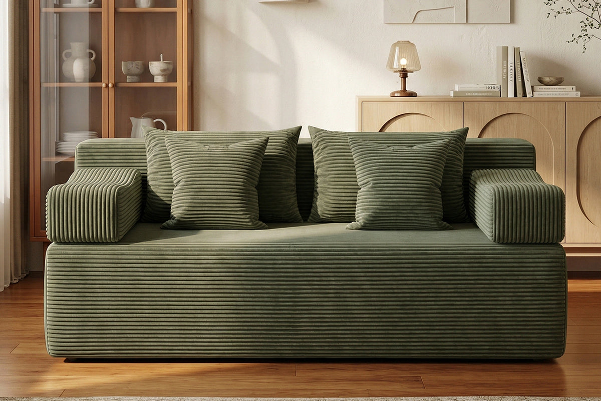 Green loveseat sofa (corduroy) by Monvane