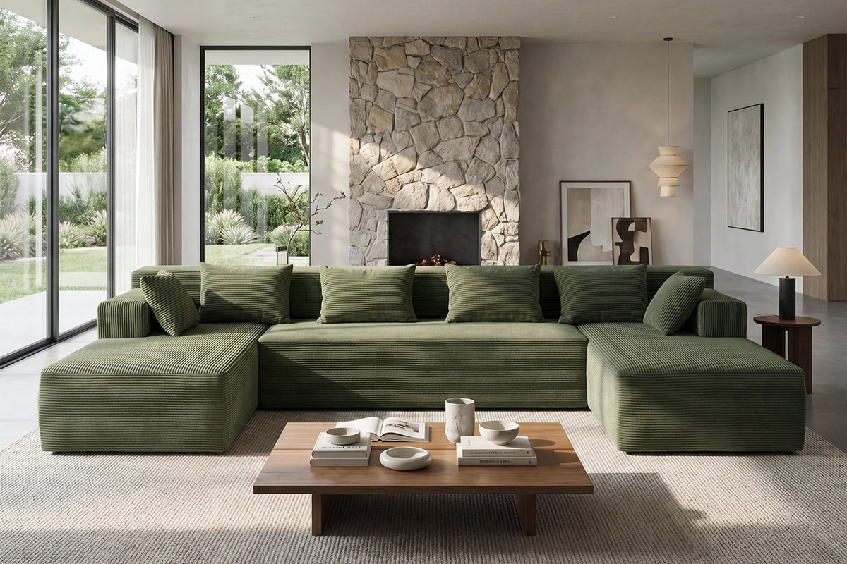 U-shaped sectional couch (corduroy) by Monvane