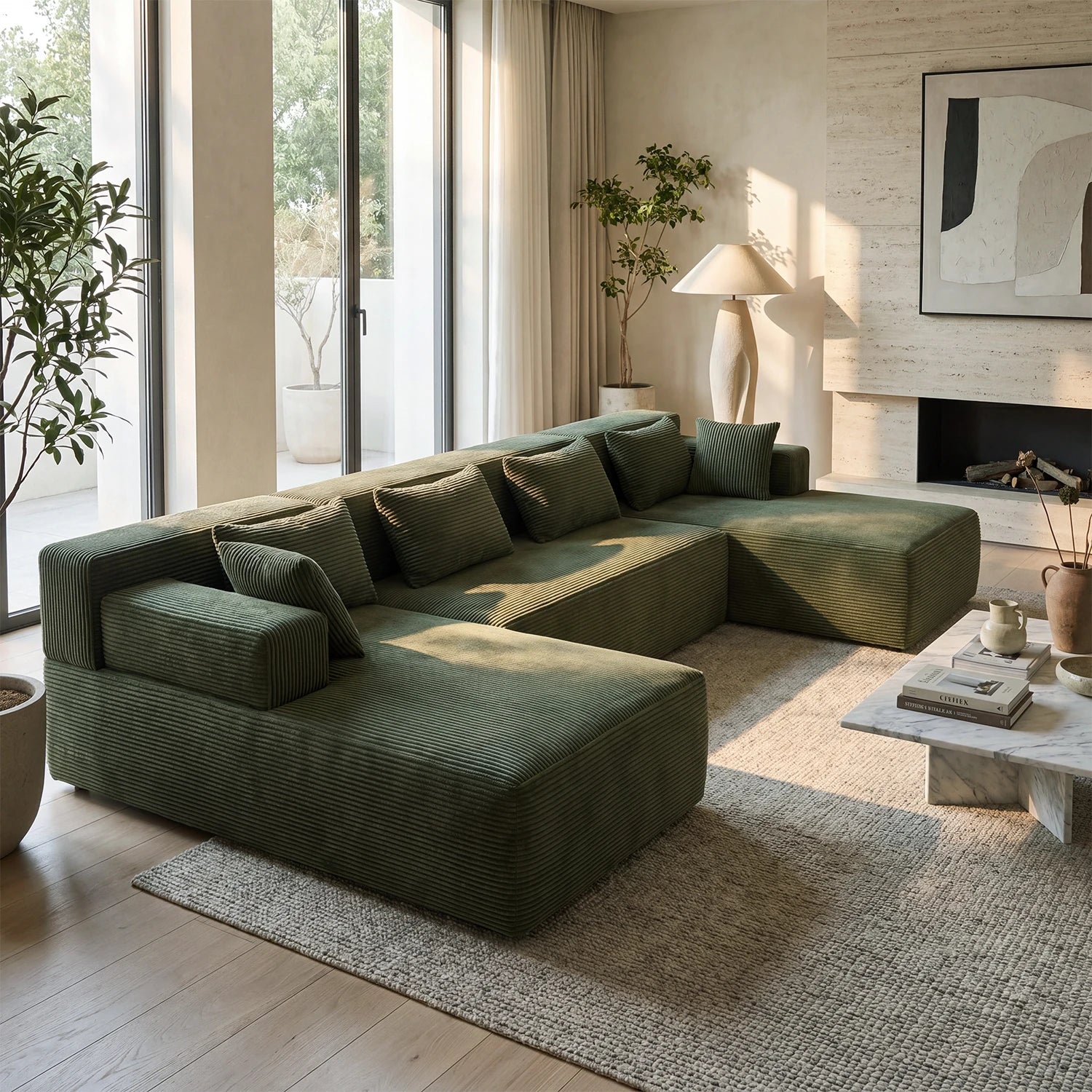 U-Shaped Sectional Couch (Corduroy)