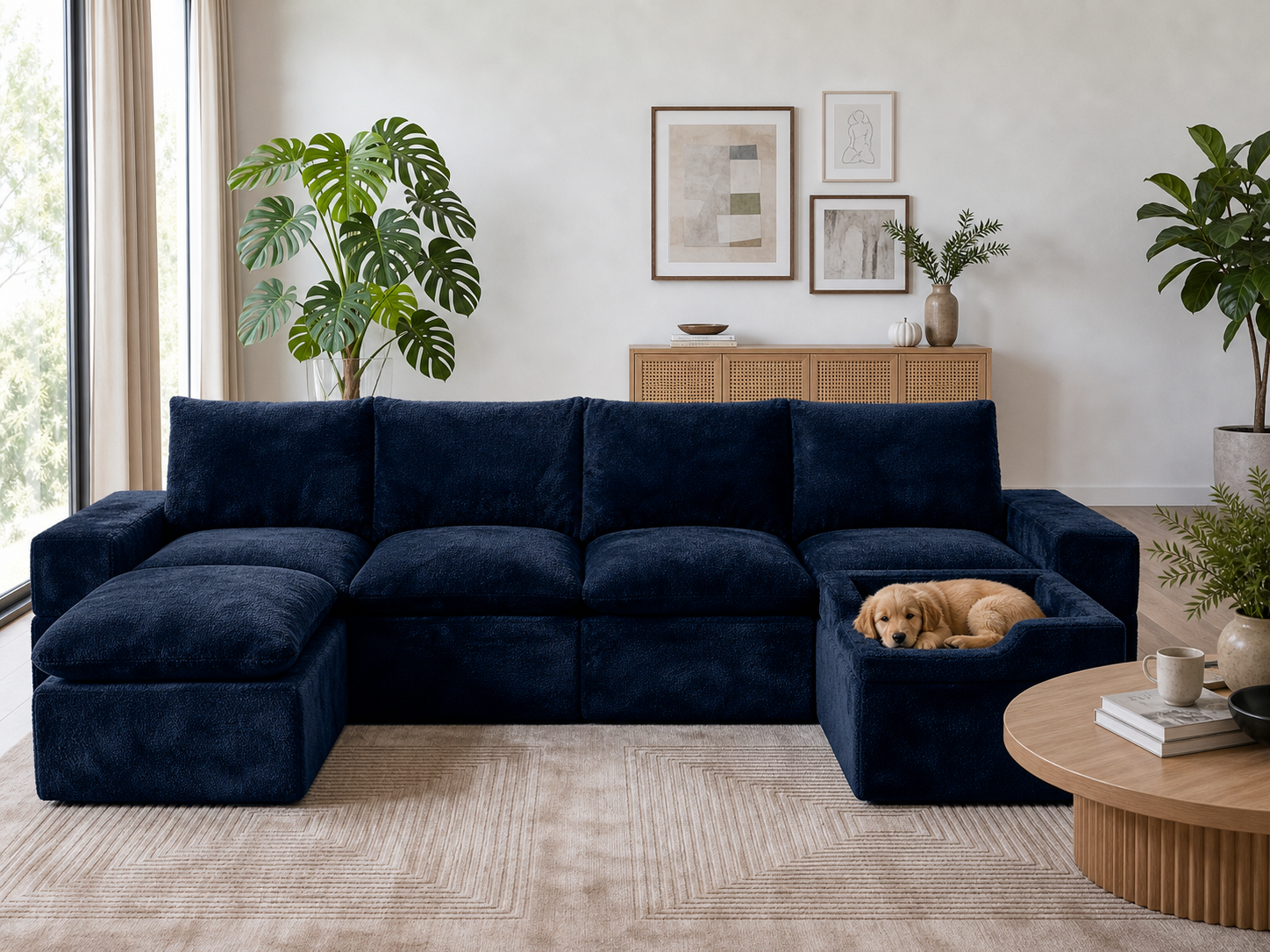 Pet-friendly living room with Monvane Human and Pet modular sofa