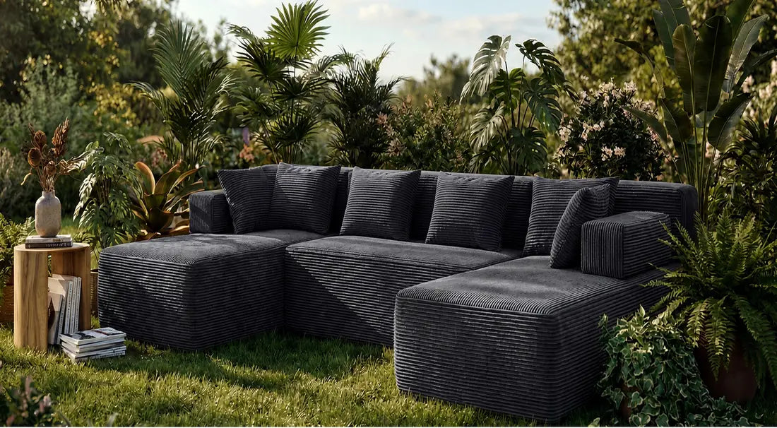 Monvane modular sofa in a green garden setting